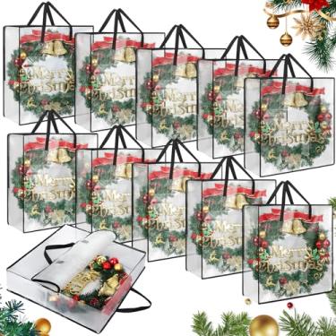 Imagem de Pacote com 10 sacos de armazenamento de guirlandas de Natal de 66 cm, sacos de transporte transparentes com zíper e alças para decoração de Natal ou organizador de brinquedos de cama para a faculdade