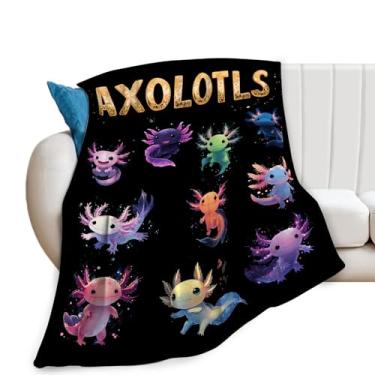 Imagem de Cobertor axolote, cobertor axolot, presentes axolotls, cobertores de salamandra, pelúcia de flanela de lã para mulheres, homens, meninos, meninas, adultos, roupa de cama macia para sofá-cama