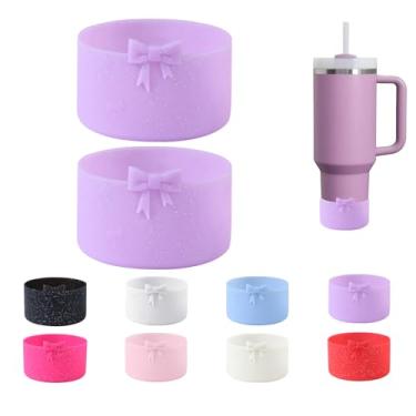 Imagem de CDYLDXG 2 peças de bota protetora de silicone com laço em pó com glitter, compatível com Stanley Cup 20/30/1,134 g, para Stanley Boot para Stanley Cup Acessórios, para Hydroflask Boot 340.2-680.4 g