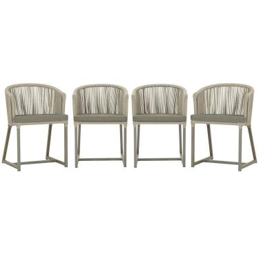Imagem de 4 Cadeiras De Jantar Noronha Fendi Corda Náutica E8 Trama Rami
