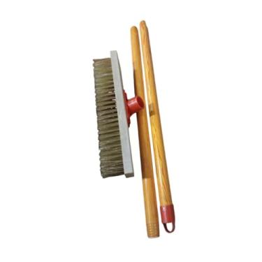 Imagem de MFMEXUL Escova de Limpeza de Pisos, Vassoura para Exterior com Cabo Longo, Escova Prática com Cerdas Metálicas para Manchas Difíceis em Pisos de Concreto, Comprimento da escova: 30 cm