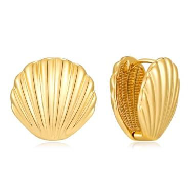 Imagem de Brincos de argola pequenos hipoalergênicos banhados a ouro 14 K para mulheres