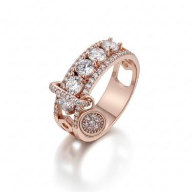 Imagem de Anel de ouro rosa com zircônia cúbica de cristal zircônia cúbica vintage aliança de noivado, 11, Liga de aço, Sem pedra preciosa