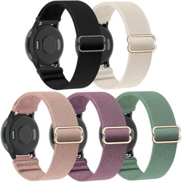 Imagem de ZOCOVIN Pacote com 5 pulseiras elásticas de relógio para Garmin Vivoactive 5/Vivoactive 6/Forerunner 55/165, pulseira esportiva de substituição de tecido elástico macio de 20 mm para Garmin Venu Sq 2