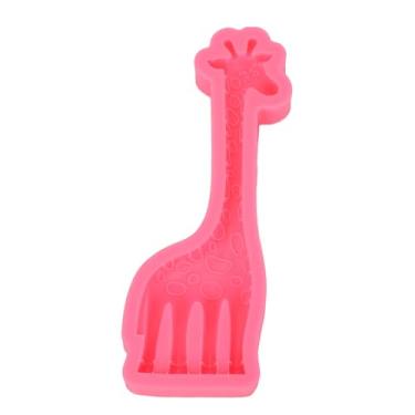 Imagem de Molde de silicone com padrão de fondant de girafa, forma de animal, decoração de bolo para velas de chocolate, cubos de gelo, produto comestível, rosa
