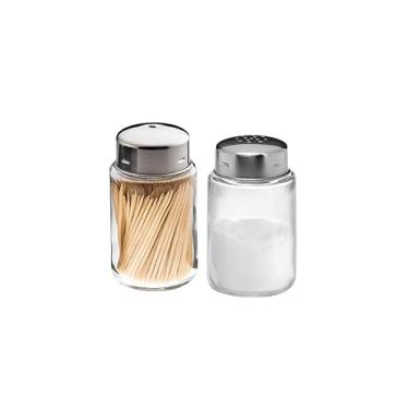 Imagem de Kit Saleiro e Paliteiro EURO Aço e Vidro Premium