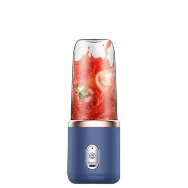 Imagem de 400ML 6 Lâminas Espremedor Elétrico Mini Liquidificador Portátil De Suco De Alimentos Misturador Leite(1 COPO AZUL)