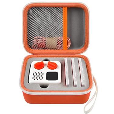 Imagem de casmilee Estojo de viagem compatível com Yoto Mini – Leitor de áudio e música infantil, bolsa com suporte para alto-falantes infantis, cartões de audiolivro - laranja