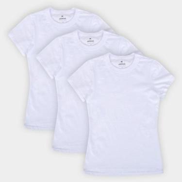 Imagem de Kit Camiseta Hering Básica 3 Peças Feminina, Branco, P