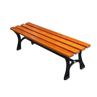 Imagem de TRGCJGH Banco de jardim de madeira para pátio externo com moldura de alumínio antiferrugem, cadeira de varanda frontal para gramado, parque, deck (120 cm/47,2 pol, costas nuas)