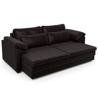 Imagem de Sofá Retrátil Para Sala de Estar 3 Lugares 250cm Riza S03 Couro Vinho - Lyam Decor