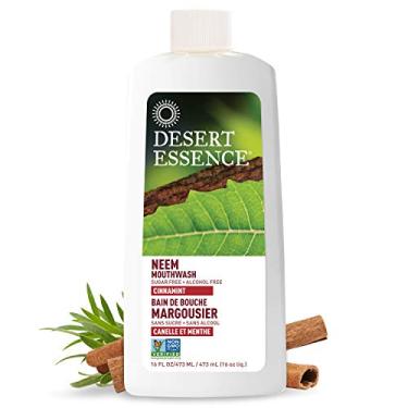 Imagem de Desert Essence Neem Cinnamint Mouthwash 16 fl oz - Non-GMO, Gluten Free, Vegan, Cruelty Free, Sugar Free, Alcohol Free - Eco-Harvest Tea Tree Oil - Ayurvedic Neem -