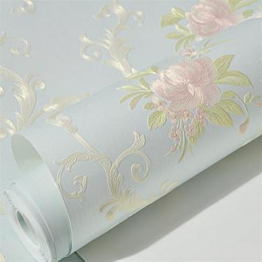 Imagem de GIBZ Papéis de parede florais vintage 3D descasque e cole papéis de parede rústicos coloridos decorações papel de parede papel de contato azul 2 0,53 x 5 m