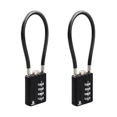 Imagem de RESET -201 (pacote com 2) Cadeado combinado de 4 dígitos com cabo flexível de 7,1 polegadas (18 cm), trava longa, trava de cabo para viagem, armário, bagagem, mala, caixa de ferramentas, capacete