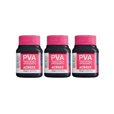 Imagem de Kit 3 Tintas PVA Fosca Acrilex Preto 520 37ml para Artesanato – Madeira, MDF, Gesso, Cerâmica, Papel e Mais – Alta Cobertura e Secagem Rápida