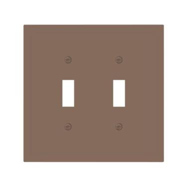 Imagem de JDAKHD Placa de cobertura para interruptor de luz Mocha 2 capas decorativas de interruptor duplo para tomada de parede para tomadas elétricas, placa frontal marrom quente neutro para sala de estar