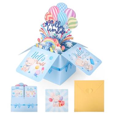 Imagem de Cartão de Chá Bebê 3D Pop-Up Olá Mundo, Cartão de Parabéns Pelo Bebê com Envelope e Mensagem, para Menina ou Menino Recém-Nascido