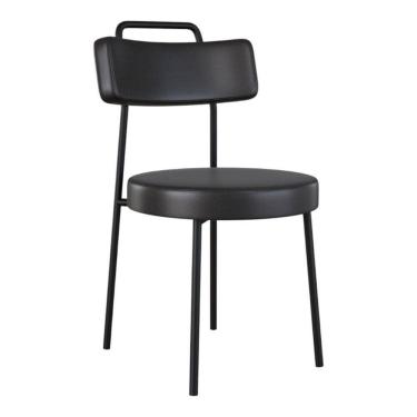 Imagem de Cadeira Sala De Jantar Kobe Estofada Com Encosto Couríssimo Preto - Abmaza