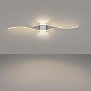Imagem de Conjunto de luminárias de parede lineares minimalistas em estilo nórdico - Design moderno e simples com grades para sala de estar e quarto, iluminação moderna para cabeceira (E)