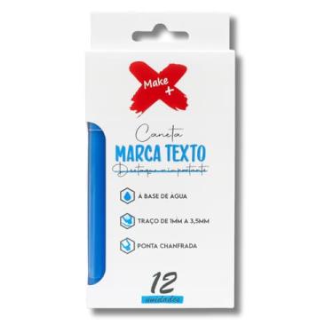Imagem de Marca Texto Azul, Ponta Chanfrada, Base de Água, Traço 1-3,5mm, 12 Unidades