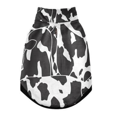 Imagem de SEHANY Casaco de cachorro preto e branco com estampa de vaca para cães pequenos, superquente à prova de vento, jaqueta de inverno macia e aconchegante para clima de neve fria com coleira para animais