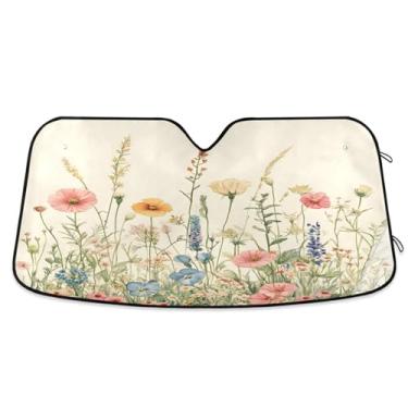 Imagem de ATTX Herbs Para-brisas Carro Para-brisas 144.8 cm x 80.0 cm Escudo Solar Universal com Proteção UV, Persiana de Janela Frontal Auto Dobrável para Sedans SUVs Caminhões #384