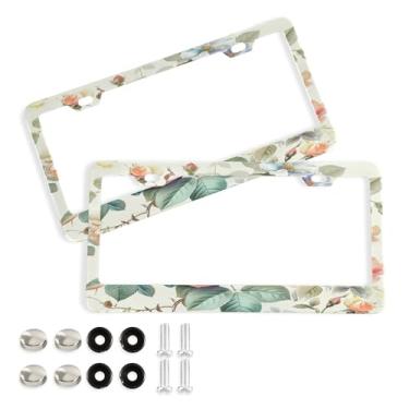 Imagem de SEHANY Molduras de placa de carro rosa dos namorados, capas de moldura de placa de carro de alumínio à prova de ferrugem com orifícios elípticos e parafusos serve para veículos padrão dos EUA tamanho