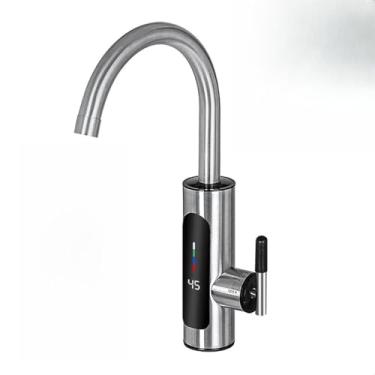 Imagem de Torneira Elétrica Aço Escovado Digital 3000W p/Pia Cozinha