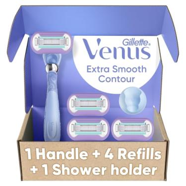 Imagem de Gillette Venus Cabo de barbear feminino Deluxe Smooth Swirl + 4 refis de lâmina, cabo flexível e cabeça giratória