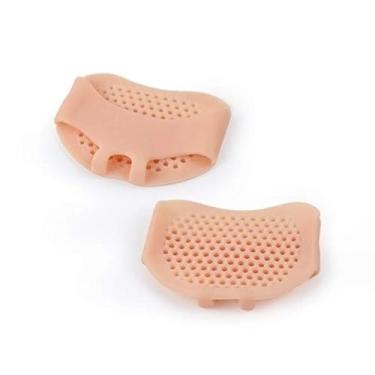 Imagem de Palmilha Ortopédica de Silicone, Protetor para Planta do Pé, Bege, Universal, Anti-calos, com Furos de Respiração, 6,2 x 8 cm, 1 Par