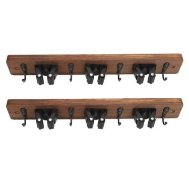 Imagem de Ymiko Organizador de Esfregão e Vassoura Montado na Parede Com 4 Ganchos, Suporte de 3 Posições para Cozinha, Banheiro, Rack de Armazenamento Com Economia de Espaço para Lavanderia