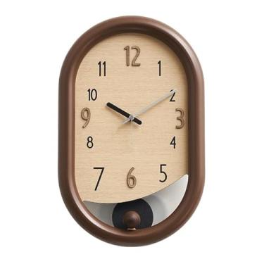 Imagem de Relógio de parede Relógio de parede moderno e minimalista, silencioso, alimentado por bateria altamente compatível para decoração de casa(Brown)