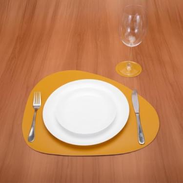 Imagem de Jogo Americano 6 Peças Sousplat de Mesa Sintético Dupla Face para Decoração da Mesa (AMARELO/PRETO,JOGO COM 4 PEÇAS)