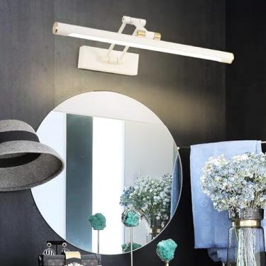 Imagem de LED luz espelho casa de banho moderna apliques de parede giratórios 180° ângulo ajustável candeeiros de parede dobráveis quadro iluminação para armário quarto sala de estar maquilhagem (branco luz