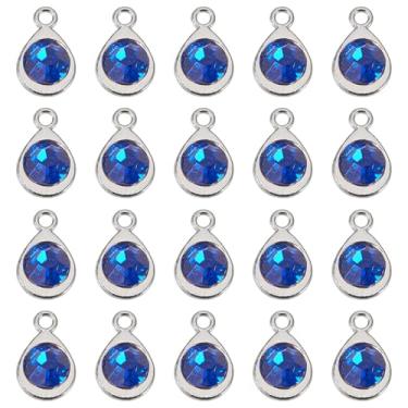 Imagem de Spritewelry Berloques de pedra do mês de nascimento de vidro, pingentes redondos de cristal de strass, pingentes de pedra de nascimento de cristal para fabricação de joias, colar, brinco, Metal não