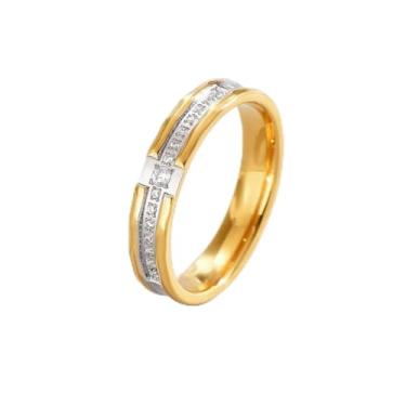 Imagem de Aliança de casamento de aço inoxidável multi-zircão eternity para mulheres, anel de noivado hipoalergênico não manchado 6# 7# 8# 8#, 6#, Aço de titânio, Zircônia cúbica
