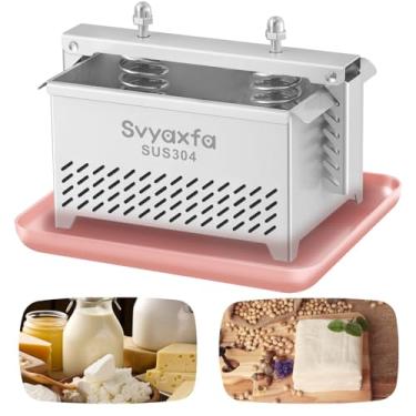 Imagem de Prensa de tofu de aço inoxidável e coador de alimentos Paneer – Prensa Paneer e prensa de queijo para tofu e paneer caseiros – fácil de usar e limpar, pode ser lavada na lava-louças, livre de BPA