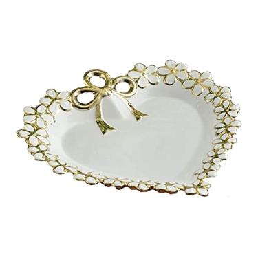 Imagem de Fruit Basket Fruit Bowl Fruteira EuropUPC Cerâmica Fruteira Criativa em Forma de Coração, Prato de Sobremesa Decoração de Alta Qualidade para Casa, Casamento, Abertura de Casa, Organizador de Frutas