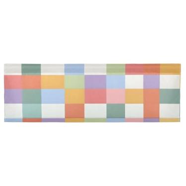 Imagem de CEBUGI Cortina blackout para janela – Cortinas de proteção de privacidade para cozinha/banheiro/sala de estar/lavanderia (137 x 45 cm, 1 painel, tabuleiro xadrez arco-íris)