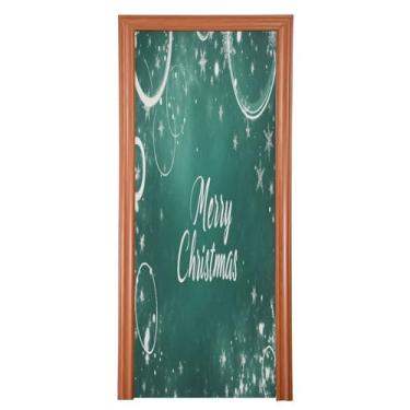 Imagem de Wassud Capa para porta de Natal, decoração de banner, 81 x 199 cm, grande, saudação de Natal, capa elástica para porta interna para varanda e porta da frente