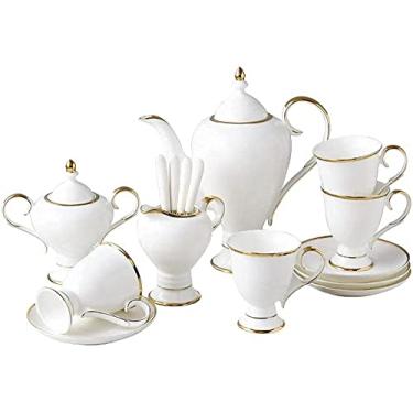 Imagem de LMJYU Bule de chá estilo tribunal japonês, 15 peças, conjunto de chá de porcelana xícaras de café e pires, conjunto de chá da tarde britânico com tigela de açúcar, jarra de creme, colheres de café