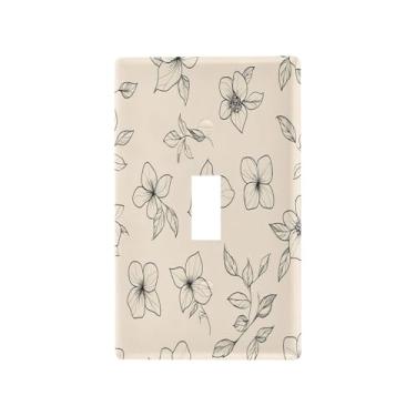 Imagem de Wassud Placa de cobertura de interruptor de luz elegante tinta flores decorativas capas de tomada placa de parede para tomadas elétricas interruptor único 4,53 x 2,76 polegadas