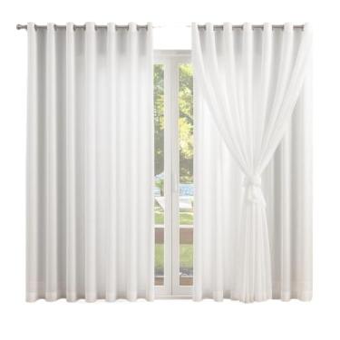 Imagem de Cortina Com Voil Para Quarto Sala(Branco,4 Metros)