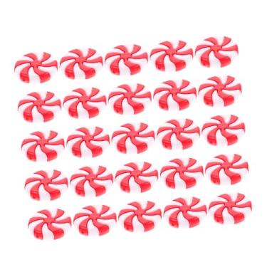 Imagem de 50 peças de pirulitos falsos de Natal, decoração para pendurar pirulitos, delicados, pequenos, 0,6 x 2,4 cm, vermelho e branco, ornamentos criativos para pendurar na árvore de Natal para decoração de