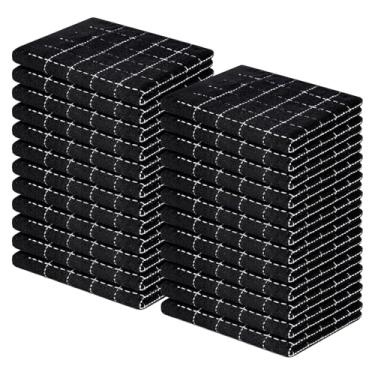 Imagem de Homaxy Panos de prato de cozinha felpudos 100% algodão, panos de prato ultra macios e absorventes para cozinha, adequados para secar e lavar pratos, pacote com 24, 30 x 30 cm, preto