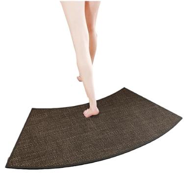Imagem de Tapete de chuveiro de canto - Tapete de banho curvo antiderrapante antiderrapante - Tapete de chuveiro em forma de ventilador externo (marrom escuro, 45 * 100 cm)