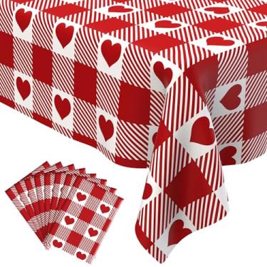 Imagem de Toalha de mesa de plástico para Dia dos Namorados, 8 peças, descartável, amor, coração, toalha de mesa retangular, toalha de mesa impermeável, para decoração de Dia dos Namorados, festa de aniversário