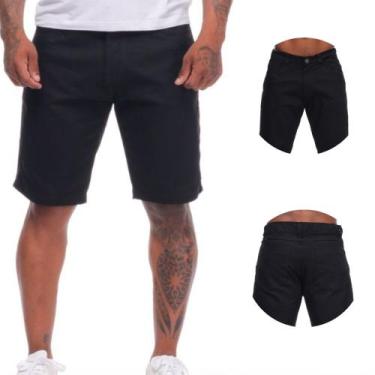 Imagem de Bermuda Social Masculina Sarja Skinny com Lycra - Mitchelgutto, Preto,