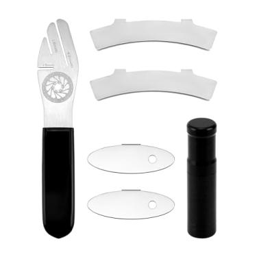 Imagem de QWORK Kit de ferramentas de reparo de garfo de disco de bicicleta com reguladores de folga de pastilha de freio, ferramentas de ajuste de aço inoxidável e alargador de pneu e ferramenta de inserção