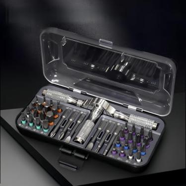 Imagem de JIEHET Conjunto de chaves de fenda magnéticas de precisão 39 em 1, liga de aço, kit de acionamento magnético de várias pontas com alça catraca destacável, estojo de ferramentas portátil compacto e